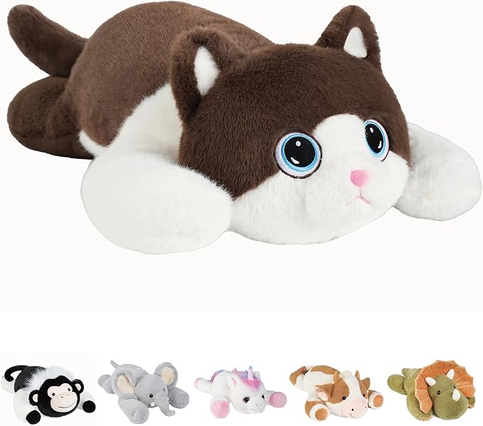 GILFWM Weighted Stuffed Animals Cat - 21.3" Cute Toy Pillow Plushie Gifts for Kids Boys Girls & Adults, 3 lbs Soft Washable Plush Pillowfort