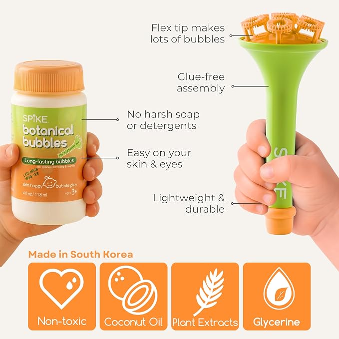 Innobaby Spike Long Lasting Outdoor Botanical Bubbles w/EZ Blow Wand &Tray