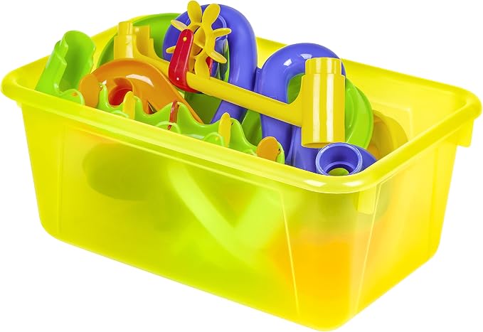 Storex Small Cubby Bins – Plastic Storage Containers for Classroom, 12.2 x 7.8 x 5.1 inches, Candy Yellow, 5-Pack (62476A05C)