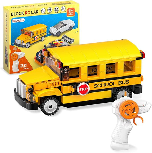STEM Building Toys for 6 7 8 9 Years Old, 226PCS Remote Control RC School Bus Engineering Construction Kit, Educational Learning Blocks Set, Christmas Birthday Gift for Boys Girls Ages 8-12