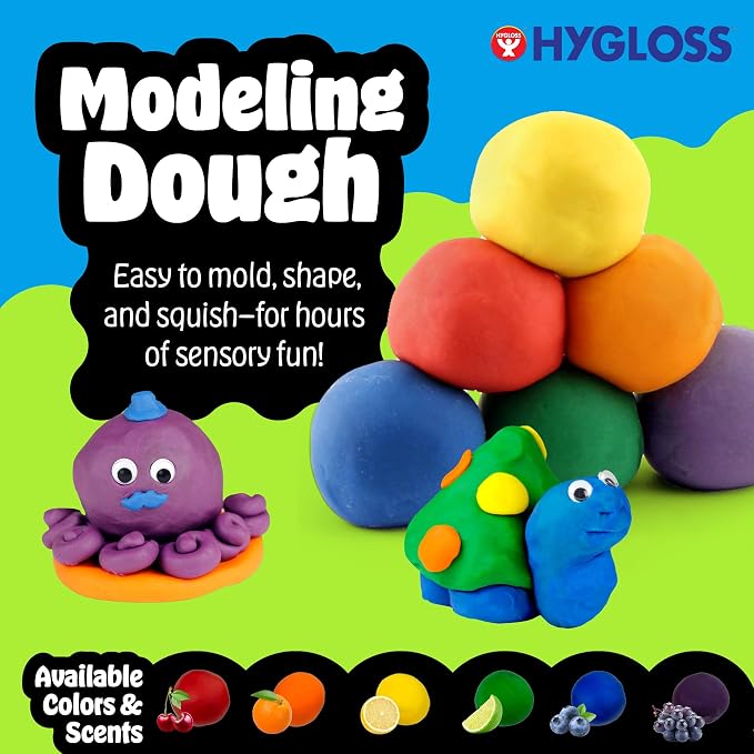 Hygloss Play Modeling Dough for Kids – Safe & Non-Toxic Sensory Dough for Arts and Crafts – 1 lb Tub – Play Clay for Toddler Activities, Preschool Classroom Must-Haves – Green Color, Scented