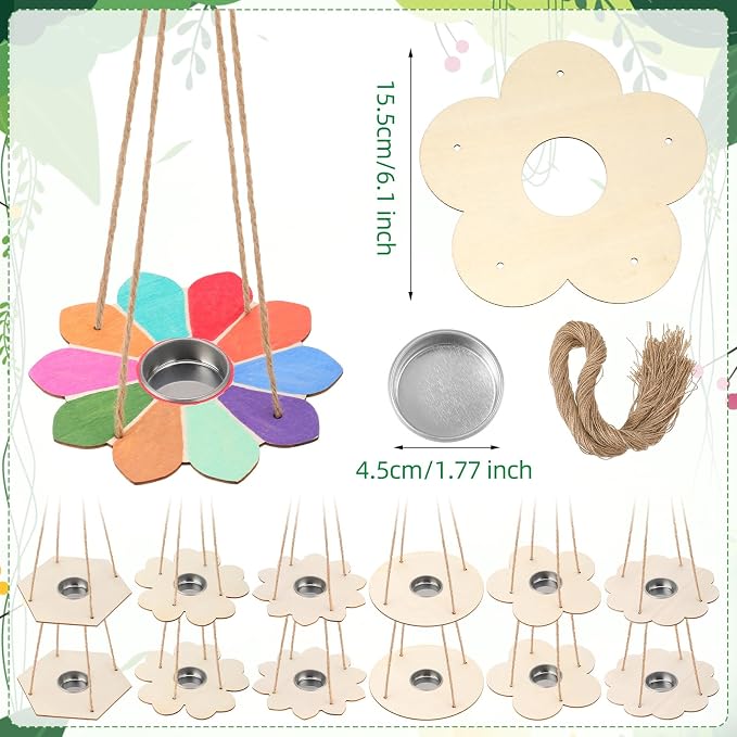 DoubleFill 60 Pcs Bird Feeder Craft Kits for Kids Ages 3-8 Make Your Own Bird Feeders Kids Arts and Crafts DIY Wooden Art Painting Flock Feeders for Outside DIY Vbs Crafts