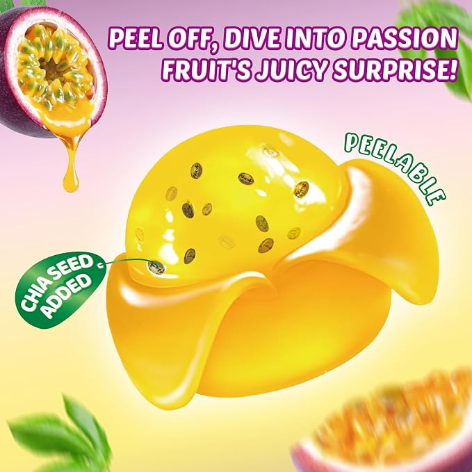 AMOS Peelerz Passion Fruit 85 g – Tropical Snack, Pre-Peeled Style Passion Fruit Candy,Fruity Flavor & Peelable Texture, Ready-to-Eat Snack Pack