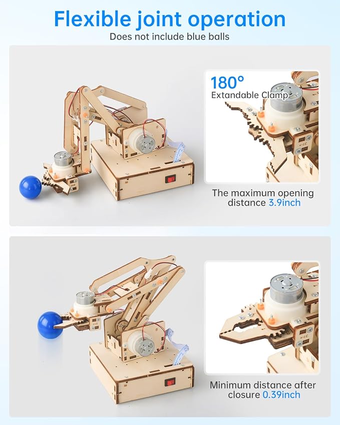 Robot Arm Kits, Robotics for Kids Ages 8-12 14-16 STEM Toys, DIY Science Experiment Engineering Building Circuits Projects, Birthday Gifts for 9 10 11 13 14 15 16+ Year Old Boys Girls Teens Adults