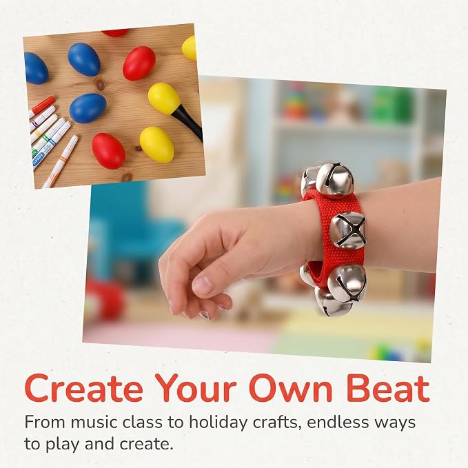Cididu 60 Pcs Shaker Musical Instruments, 20 Pcs Kids Egg Shaker with 20 Wrist Hand Band Bells and 20 Sand Hammer Shakers, Kids Music Early Learning Percussion Toy Easter, Ideal Gift for Music Lovers