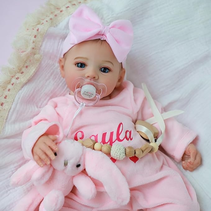 KSBD Realistic Reborn Baby Dolls – 18-Inch Lifelike Newborn Baby Doll with Open Eyes, Poseable Handmade Real Life Baby Doll, Gift Set with Accessories for Kids Ages 3+