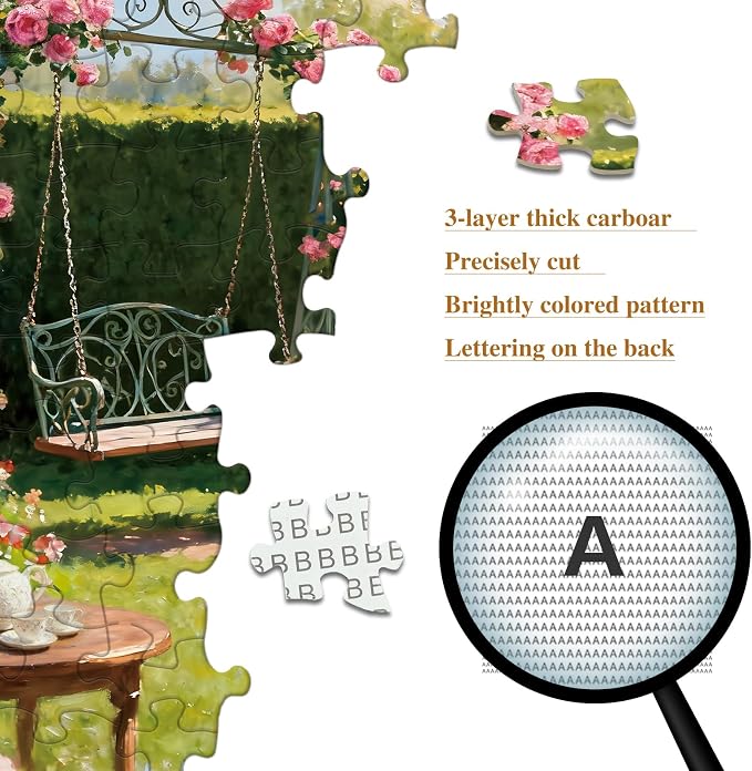 1000 Piece Puzzle for Adults, Oil Painting Garden Jigsaw Puzzles | with Letters on Back Puzzles for Adults, Summer Courtyard Puzzle Gifts for Wall Decor Women Men (27.56x19.7 Inch)