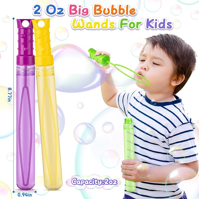 60 Pack Big Bubble Wands Bulk in 6 Colors,Ideal for Easter, Summer, Halloween, Valentine, Classroom Prizes