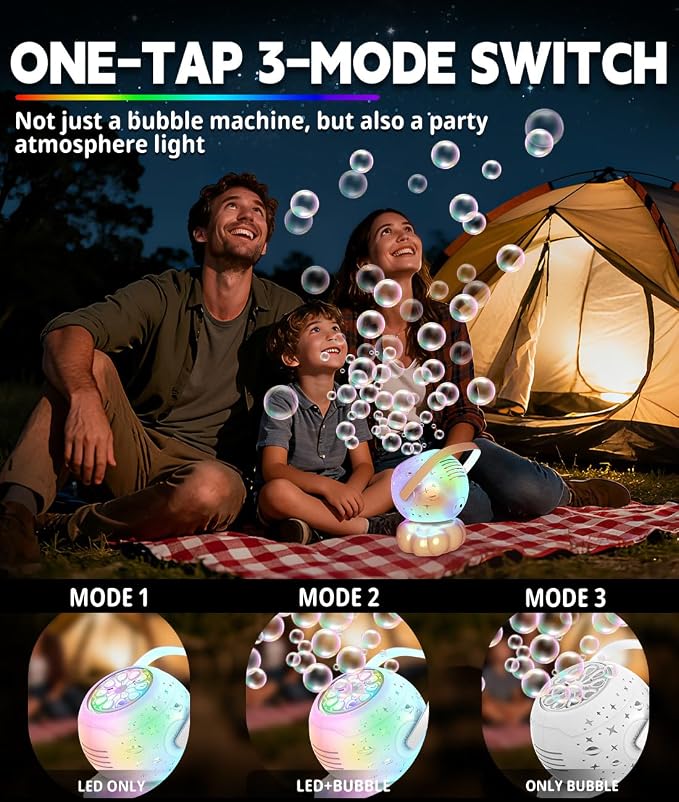 Upgraded Bubble Machine, Integrated USB-C Rechargeable, 9Colors RGB Light, 20.3oz Big Tank, 35000+ Bubbles - Bubble Maker for Kids Toddlers 1-3, Birthday, Parties - Outdoor Toys Gift for Boy Girl