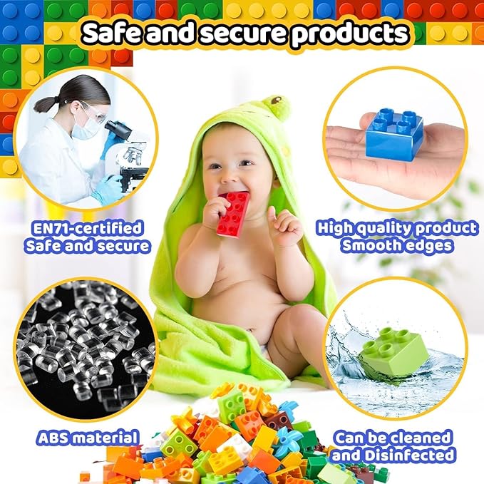 240 Piece Large Building Blocks for Toddlers 3 and up, Classic Building Bricks Set for Kids of All Ages, Compatible with Duplos and Most Brands