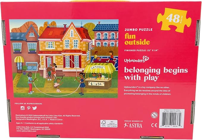 Upbounders- Fun Outside 48 Piece Floor Puzzle, Multicultural Beginner Jigsaw Puzzle with African American Children Boys Girls at Play, Ages 4+