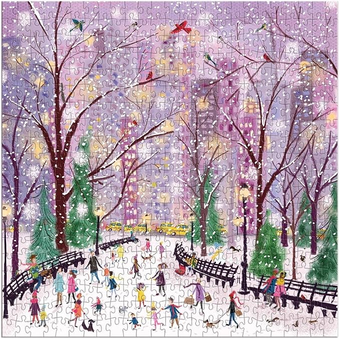 Galison Snowy Night 500 Piece Puzzle from Galison - 20" x 20" Winter Themed Puzzle That is Perfect for The Holidays, Beautiful Artwork, Thick and Sturdy Pieces, Makes a Wonderful Gift!