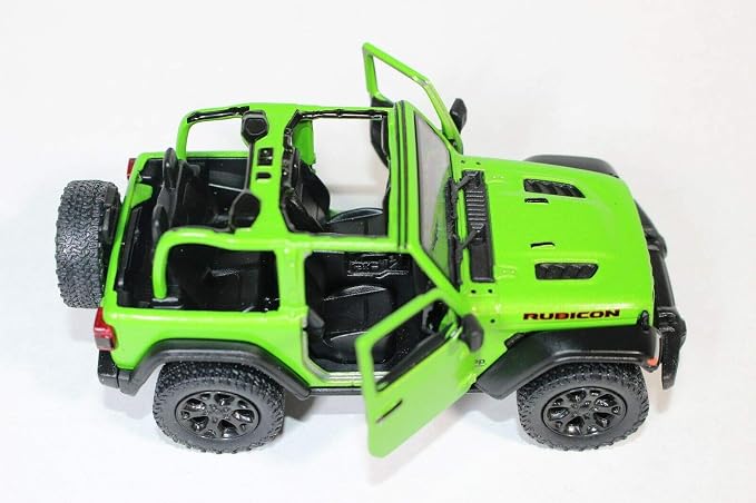 KiNSMART - Jeep Wrangler Rubicon Off Road 4x4 5 inch 1:34 Scale Die Cast Model Replica Toy Car (Green Opentop)