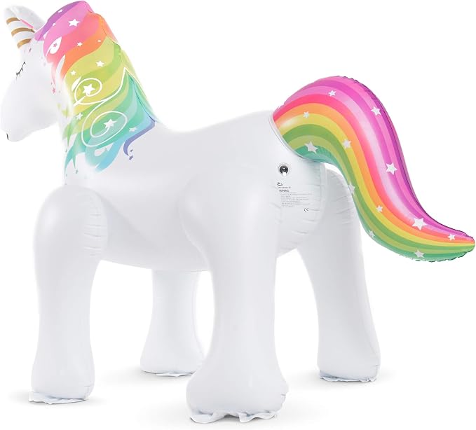 Jasonwell Unicorn Sprinkler Inflatable Water Sprinklers Outdoor Water Toys Inflatable Ginormous Unicorn Toys Yard Sprinkler for Kids (L)