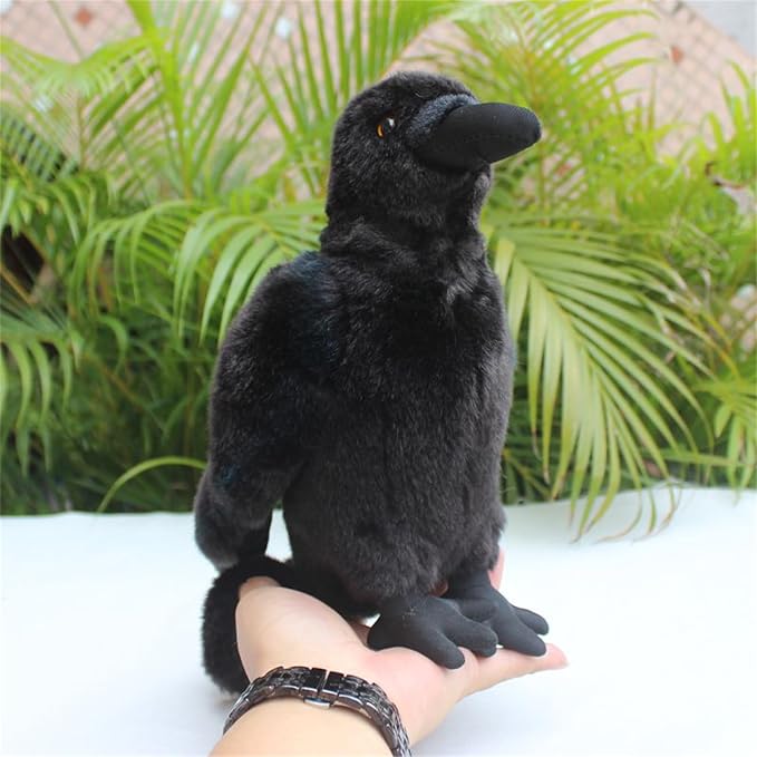 Realistic Crow Plush, Cute Black Raven Stuffed Animal Plush Pillow Toys, Soft Little Bird Raven Stuffed Toys Doll for Birthday Kids Gifts Home Decor 9.44''