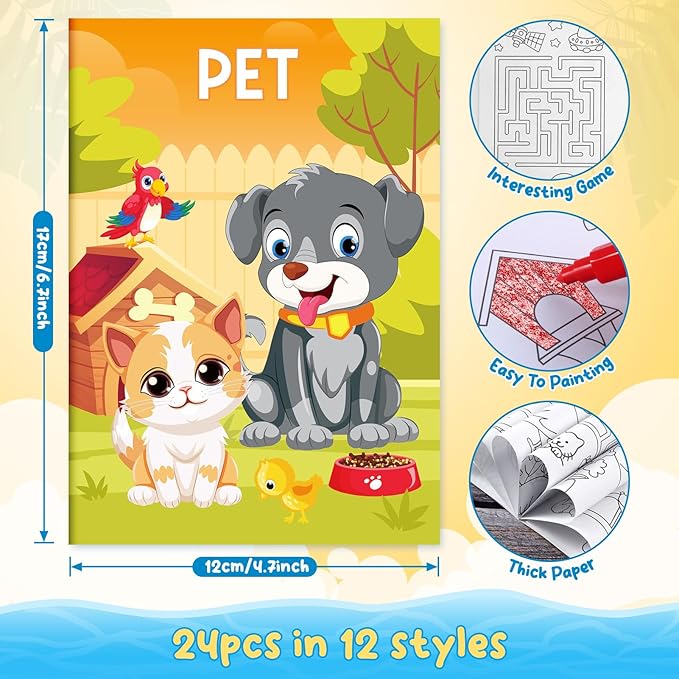 BenLouis Coloring Books Party Favors Bulk Mini Coloring Books for Kids Ages 4-8-12 Small Activity Books For Birthday Party Gifts Goodie Bags Stuffers Classroom Travel Activity（48pcs Classic）