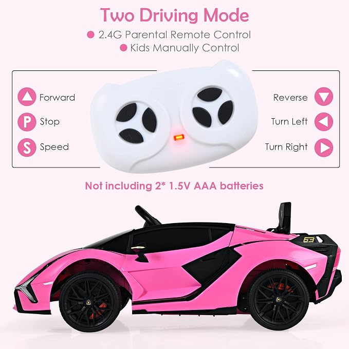 OLAKIDS Licensed Lamborghini SIAN 12V Kids Ride on Car, Toddler Electric Vehicle with Remote Control 2 Speeds Wheels Suspension, Battery Powered Toy with Music Bluetooth USB
