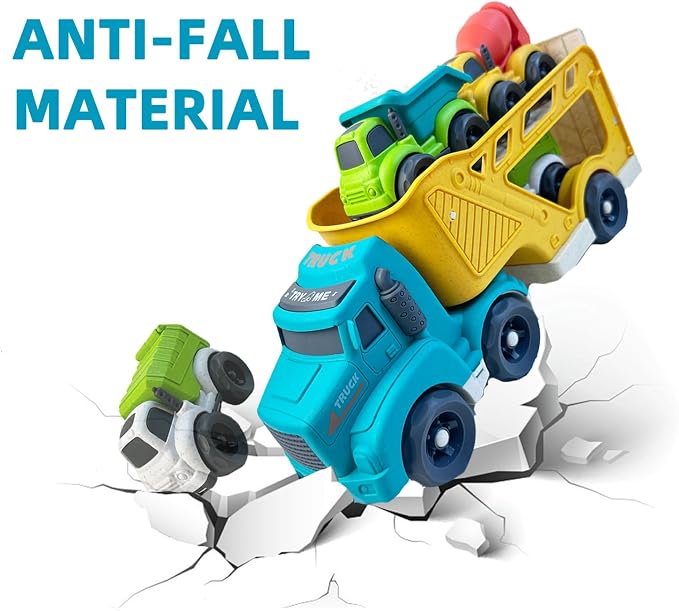 Aigitoy 4 in 1 Toddlers Truck Toys for 1 2 3 4 Year Old, Truck Toy Set Includes Dump Truck, Garbage Truck, Mixer Cement, No BPA, Phthalates, PVC, Birthday Xmas Gifts for Toddlers,Outdoor Toys for Kid