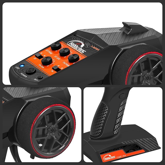 RC Radio System 4CH 2.4G RC Transmitter with Receiver and Lanyard Anti-Jamming Remote Controller for 1/10 1/12 1/14 1/16 1/18 1/24 RC Car Crawler Boat