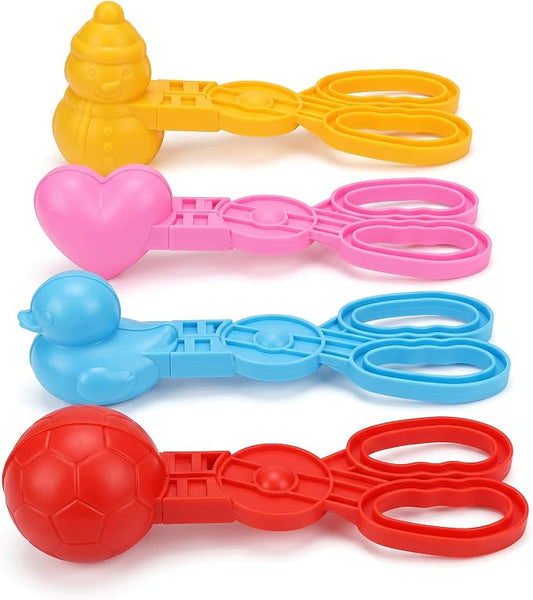 4 Pcs Sand Molds Maker, Beach Toy for Kids, Ball/Duck/Heart/Snowman Shapes, Sandbox Outdoor PlaySand Toys, Gifts(Red/Blue/Pink/Yellow)