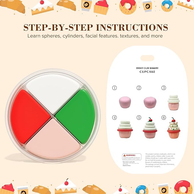 12-Color Air Dry Clay, Dessert-Themed Ultra-Light Clay, Kids 3+ | Ideal for dessert-themed pretend play, DIY crafts, & party favors. Designed for kids 3+, toddlers, preschoolers, boys & girls