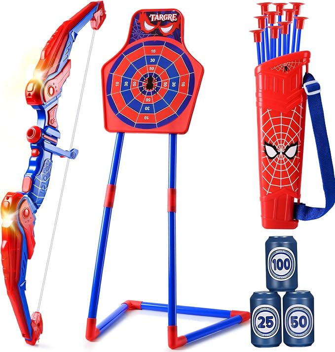Bow and Arrow for Kids,LED Light Up Archery Set with 10 Suction Cup Arrows, 1 Standing Target, 3 Score Targets & 1 Quiver | Indoor Outdoor Sport Gifts for Boys Girls Ages 4 5 6 7 8 9 10