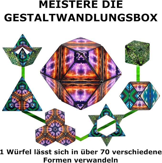 Shashibo Sensory Fidget Toy for Adults & Kids, Stress Relief Fidget Toy for Adults, Teens & Kids, Cool Fidget Toys for Desk, Classroom Must Have, Sensory Shape Shifting Cube, 100+ Possible Shapes
