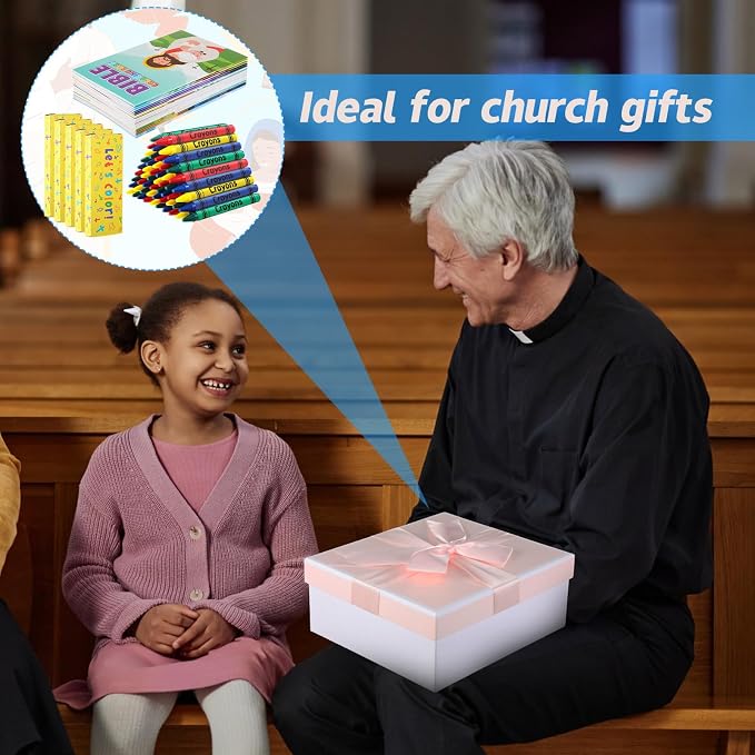 Gilprop 60 Set Bulk Christian Coloring Books with Crayons for Kids Bible Religious Drawing Books Bulk Christian Story Activity Supplies, DIY Sunday School Crafts, Bible Party Favors Gifts