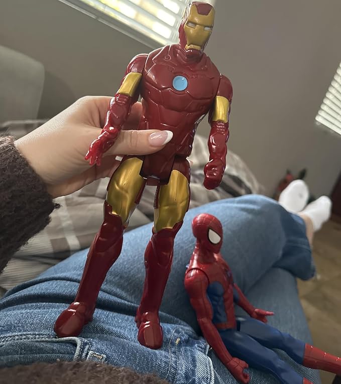 2PCS Superhero Action Figures Set, 12 Inch Movable Joints PVC Collectible Toys, Spider Hero & Armored Hero Figures for Fans, Display & Gift