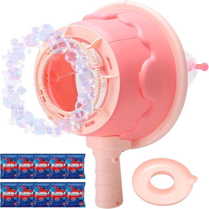 Dolanus Air Cannon Bubble Machine Gun Wand Toy, Giant Bubbles Maker Blaster Blower, Toys for Age 3 4 5 6 8 Year Old Kids Toddlers, Outdoor Fun Activities Games Summer Toys, Birthday Gift (Pink)