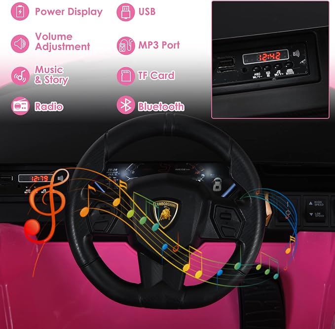 OLAKIDS Licensed Lamborghini SIAN 12V Kids Ride on Car, Toddler Electric Vehicle with Remote Control 2 Speeds Wheels Suspension, Battery Powered Toy with Music Bluetooth USB