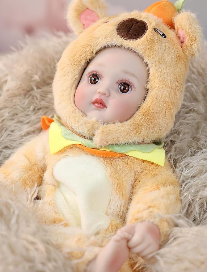 Baby Doll, 18 Inch Realistic Soft Body Baby Doll Real Life Baby Dolls with Accessories, for 3+ Year Old Girls, Pretend Play, Collection, Gift-Ready (18", Orange)
