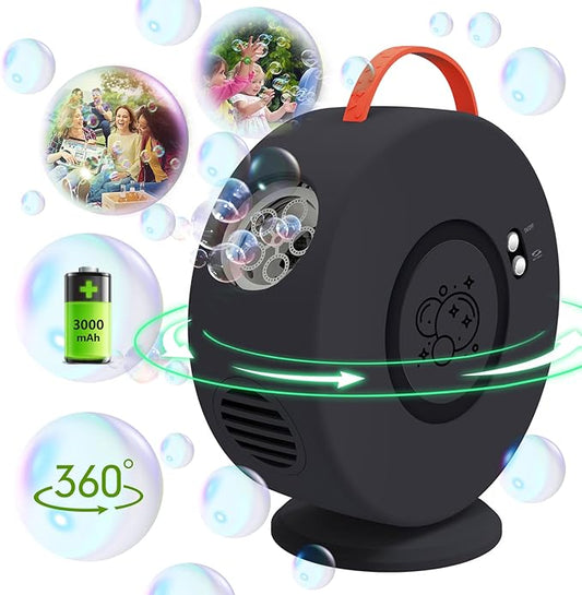 Bubble Machine for Kids Toddlers, 90° 360° Rotatable Automatic Bubble Blower 4000+ Bubbles/Min, Bubble Maker for 3 4 5 6 7 8 Year Old, Easter Christmas Birthday Outdoor Wedding Party Gifts
