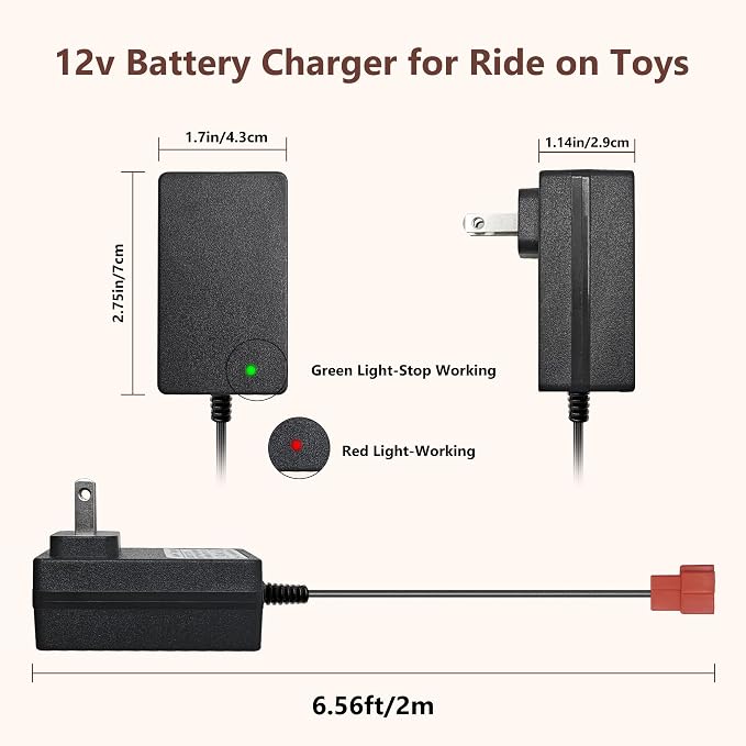 6 Volt Battery Charger for Kids Electric Car, Compatible with Minnie Mouse, BMX X6, Wal-Mart, Moto ATV Quad Car for Kid, Replacement Parts for Ride on Toys Kid TRAX Charger with Red Square Plug