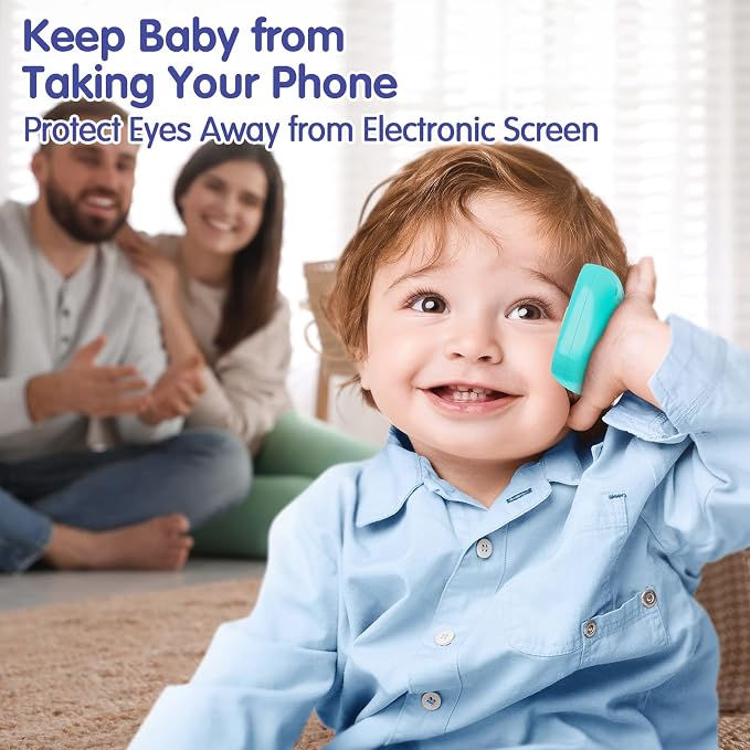 Toys for 1 Year Old Boy, 15 Functions Phone Baby Toys 6-12 Months, Baby Cell Phone 12-18 Months, Learning Toys for Toddlers 1-3, Easter Basket Stuffers - Cyan