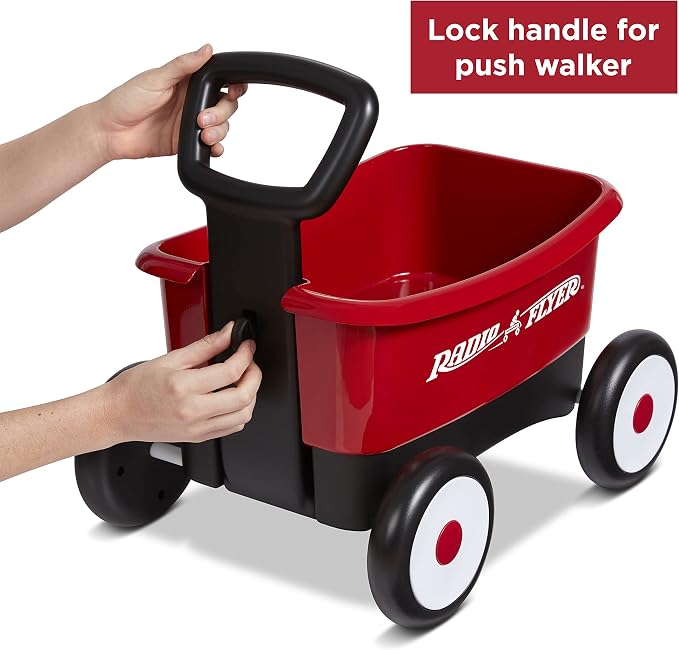 Radio Flyer Push & Pull Walker Wagon, Red, for Kids 1-4 Years Old, Locking Handle for Stability, Baby Push Walker Converts to Pull Wagon, for Indoor & Outdoor Play, Amazon Exclusive