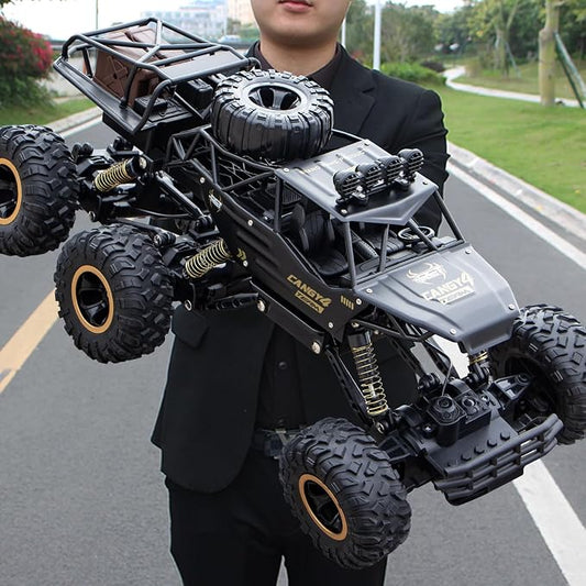 Jiakora Large Size RC Cars, Rock Crawler RC Truck with 2 Rechargeable Batteries, 6 Wheel Remote Control Monster Truck, Durable Metal Body & LED Headlights, Boy Toys for 4-7, 8-12 Kids & Adults