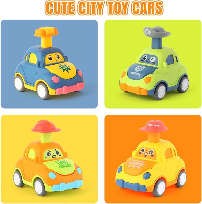 Car Toys for Toddlers 1-3 Year Old Boy Birthday Gift for Boys Girls 1-3 Pull Back City Vehicle Toys Goodie Bags Stuffers Party Favors for Kids