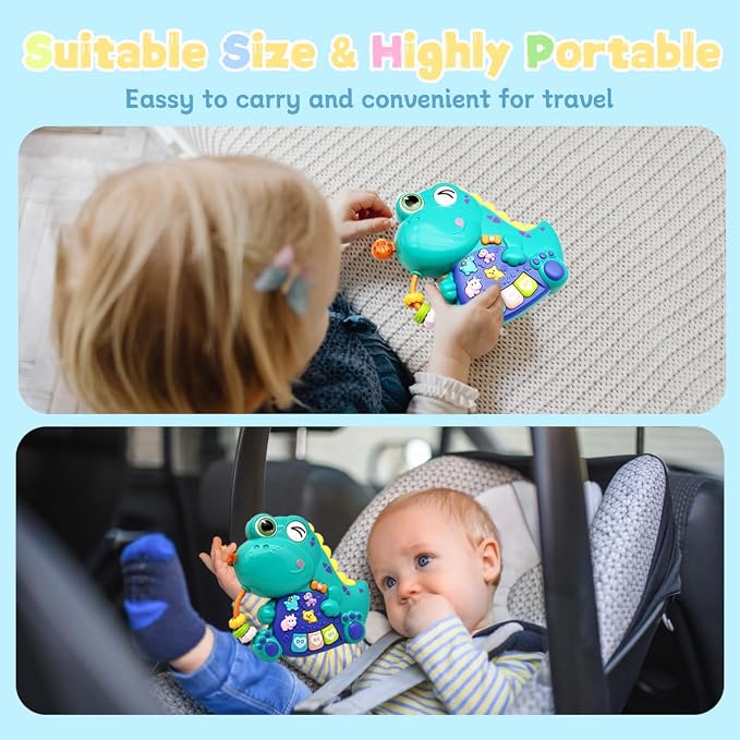 Baby Musical Toys for 1 Year Old Boys and Girls, Piano Keyboard Light Up Musical Toys for Toddlers 1-3 , Early Learning Educational Infant Toys Gifts for 12-18 Months (Dinosaur)
