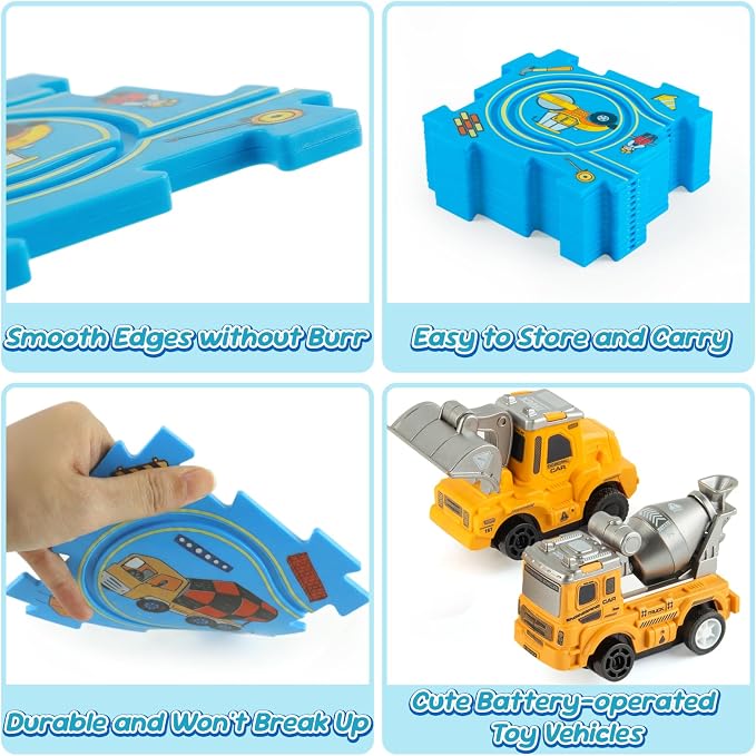 Plastic Puzzles for Kids Ages 3-5 with Toy Car Bulldozer + Cement Mixer, Gift Toys for 3 4 5 6 Year Old Boys Girls, Toddler Puzzles Gift, Critical Thinking Educational Toys