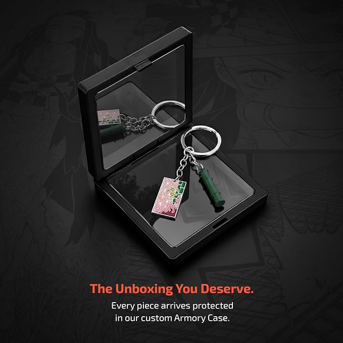 Demon Slayer Keychain, Anime Keychain with Sword & Charm Plate, Demon Slayer Merch & Gifts
