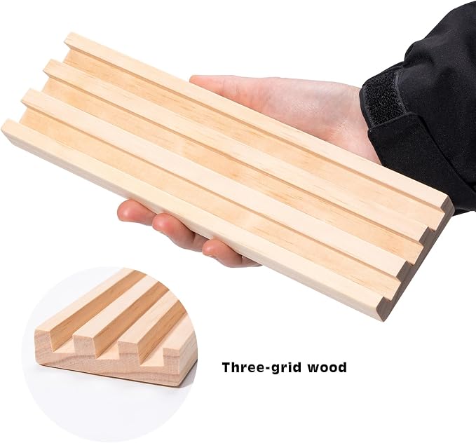 Wooden Domino Trays Holders, Set of 4 Domino Racks for Mexican Train Dominoes and Other Classic Games, Mexican Train Accessories