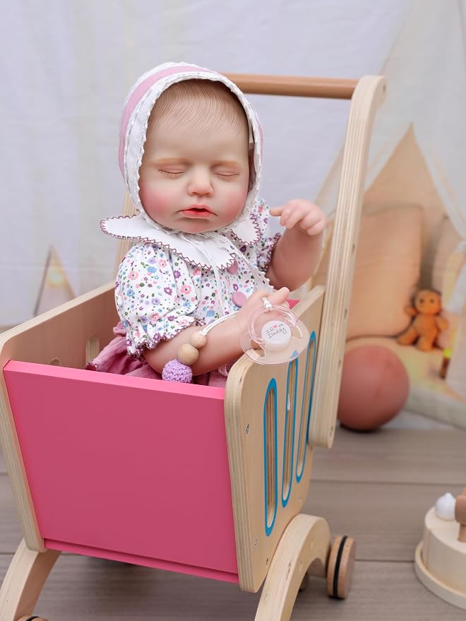 Reborn Baby Dolls – 20 Inch Real Baby Dolls that Look Real, Full Body Vinyl Girl Doll in Purple Romper with Bow & Bonnet, Lifelike Newborn with Accessories, Gift for Girls Ages 3+
