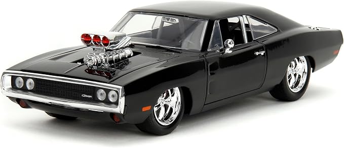 Jada Fast & Furious Dom’s 1970 Dodge Charger Diecast Model – 1:24 Scale Durable Die Cast Car – Includes Dom Figure – Perfect for Collectors and Kids