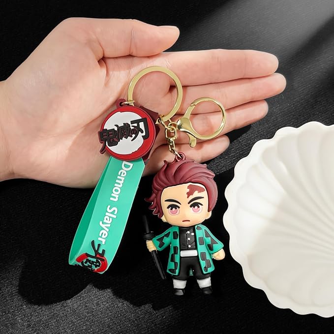 Anime Slayer Novelty Keychain, Collectable Cartoon Mini Figure, Cute Fun Keyring Jewelry Gift for Men and Women