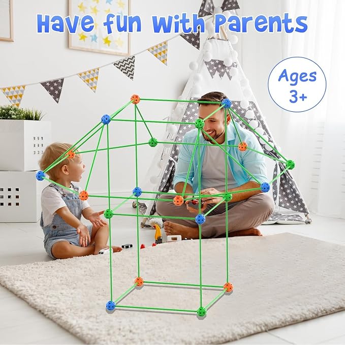 Fort Building Kit for Kids, 155 Pcs Construction STEM Toys Indoor Outdoor for 3 4 5 6 7 8+Years Old Boys and Girls Ultimate, Forts Builder Gift Build DIY Educational Learning Toy for Indoor Outdoor