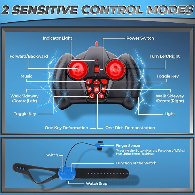 Gesture Sensing RC Stunt Car - Boys Toys Age 6-12, 360° Rotating 4WD Hand Controlled Remote Control Twist Car with Light & Music, Cool Birthday Presents and Ideas Gifts for Kids Age 7 9 10 11 12 yr