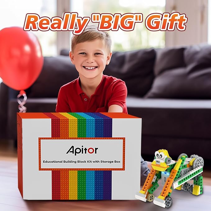 Apitor Robot Q Robot Building Kit, 20-in-1 Programmable APP RC Car Robotics Coding Kit, Includes Large Storage Organizer with Sorting Plate, STEM Birthday Gifts for Boys Girls Kids Aged 6-12
