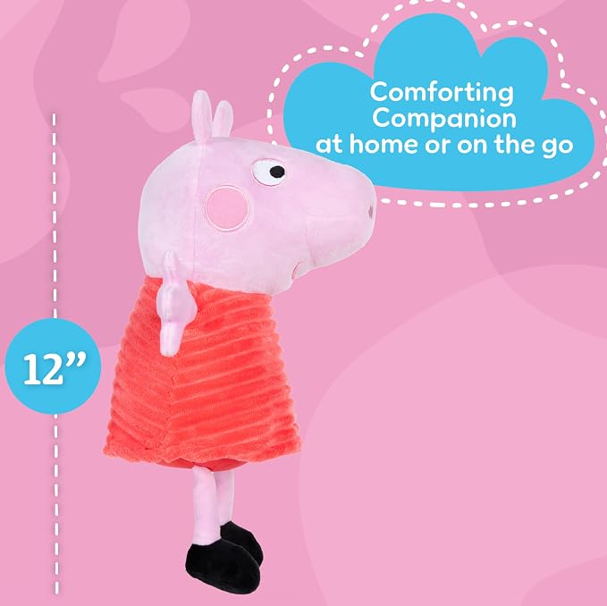 Kids Preferred Peppa Pig 12" Plush, Babies 0 Months and Up, Super Soft, Beans in Bum, Embroidered Details, Ideal for Baby Shower and Expecting Parents