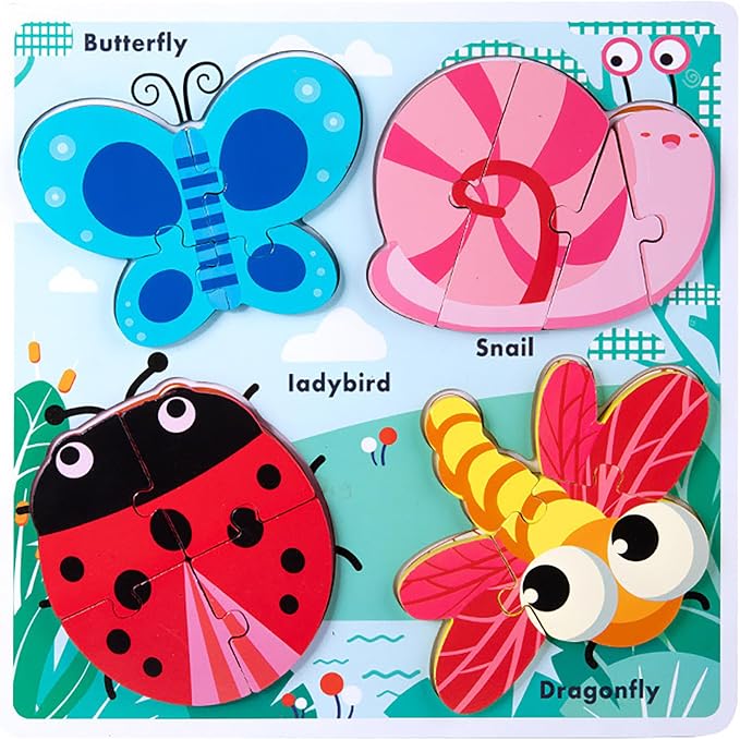 Montessori Toys Puzzle for 18-24 Month, Toddler Educational Wooden Jigsaw, Creature Matching & Sorting & Learning Toys for Ages 2-4